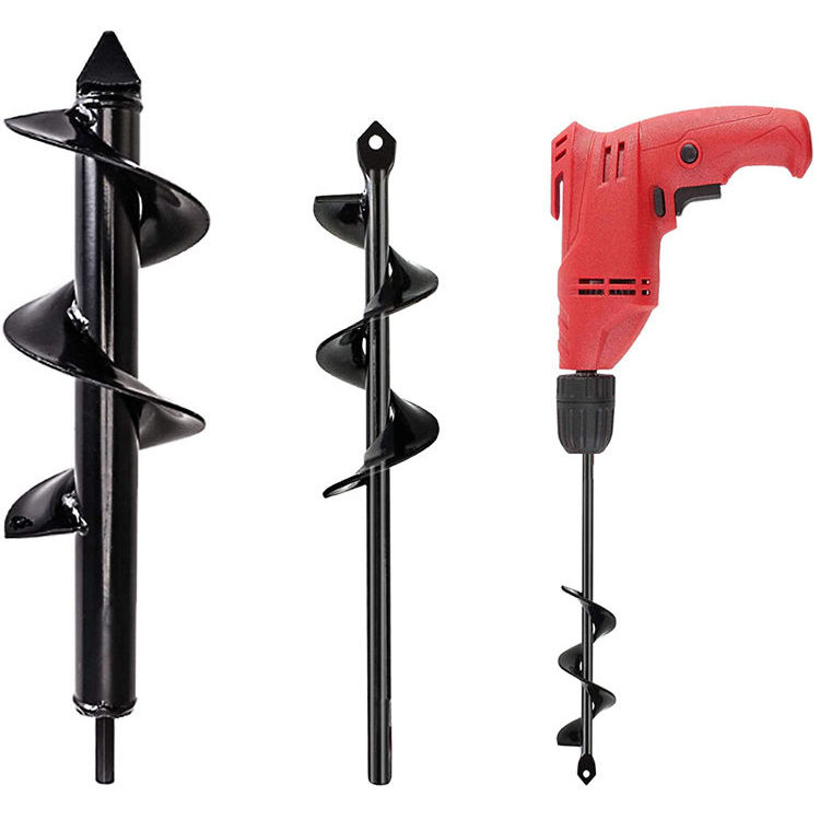 Mũi khoan trồng cây Auger, kích thước 1.6''x9'' & 3.2''x12'' - Mũi khoan xoắn vườn, dụng cụ đào lỗ trồng cây/ lỗ ô dù cho máy khoan đầu 3/8” Hex